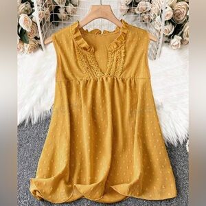 SHEIN LUNE Summer Plus Size Women Loose Elegant Shirt With Spliced Lace Size 4XL